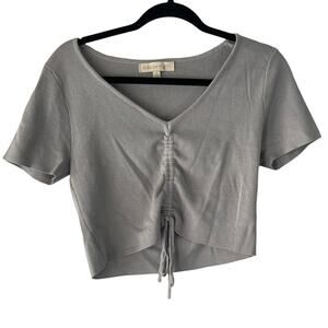 Madden Girl Women's Size Large Grey Blue Cropped Top